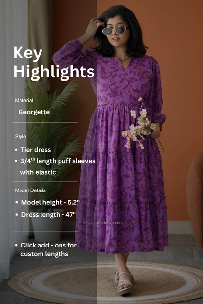 Breeze-In Violet Georgette Tier Dress