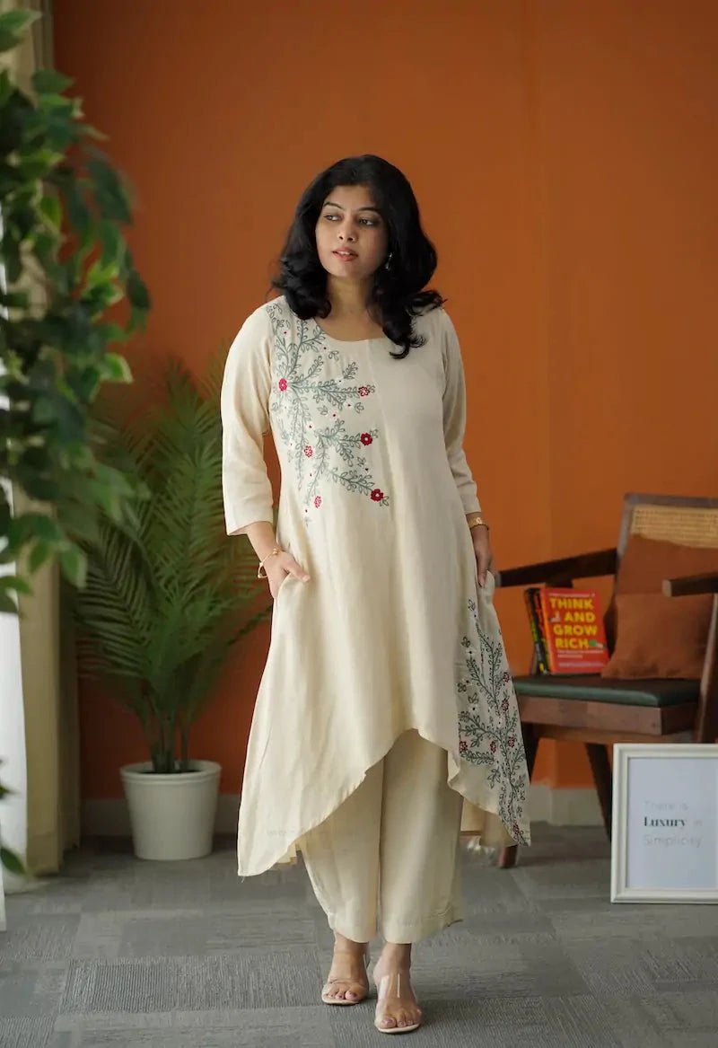 dua embroidered cotton co-ord set