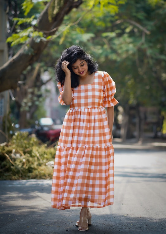 Pari Orange Georgette Dress