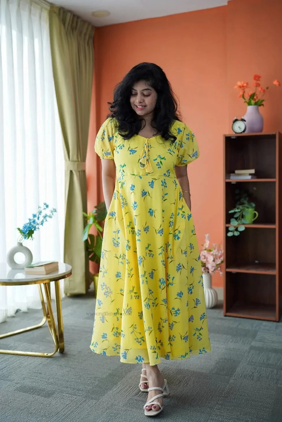 niva butteryellow georgette dress