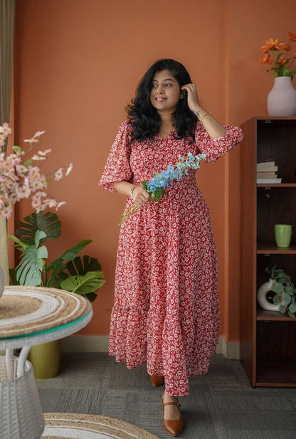 Niva Scarlet Red Georgette Dress