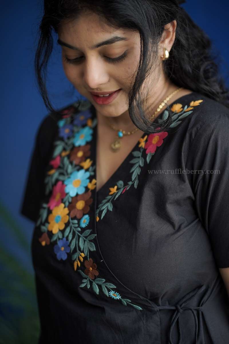 jessie cotton embroidered wrap dress