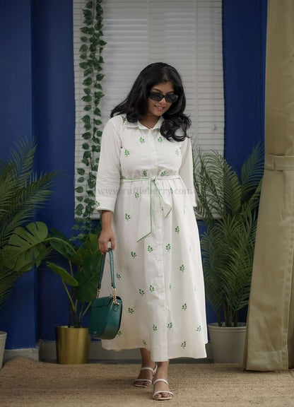 Eden Embroidered Cotton Shirt Dress