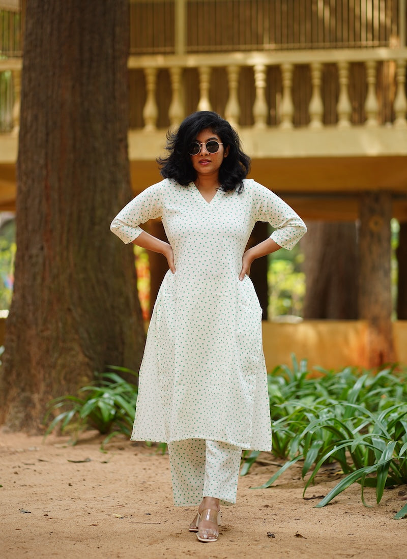 white cotton  co-ord set