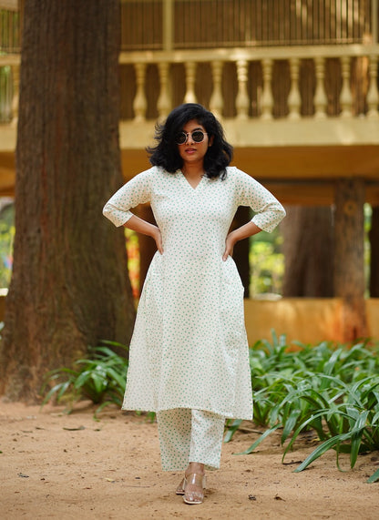 White Cotton  Co-ord Set