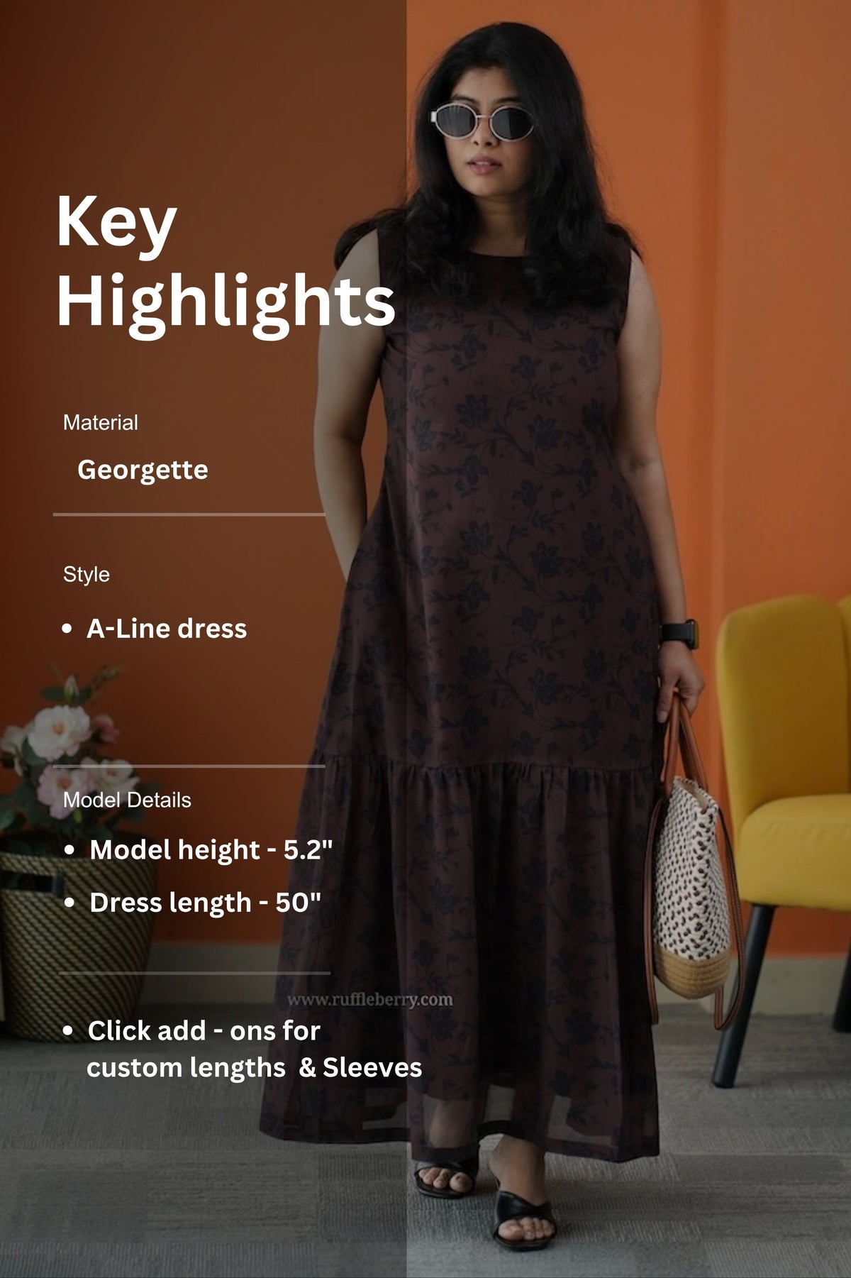forget me not mocha georgette dress