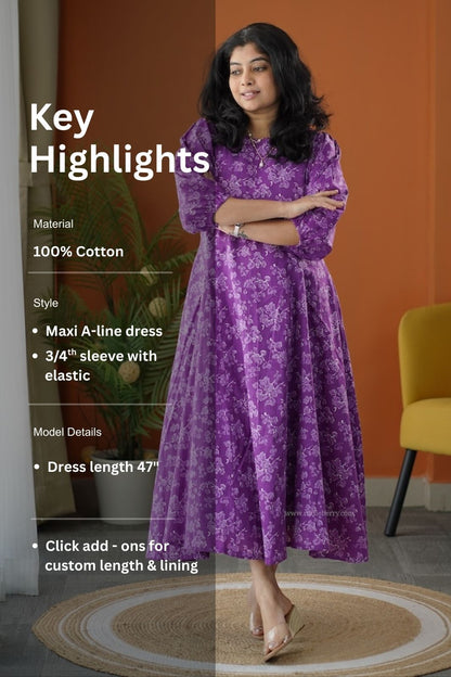 Lela Purple Fit & Flare Cotton Dress