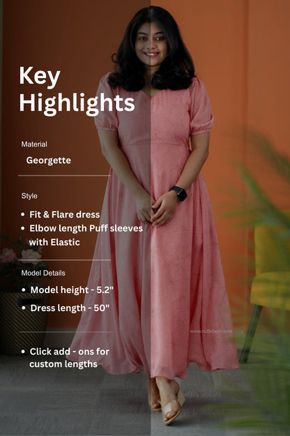 Rimjim Coral Georgette Fit & Flare Dress