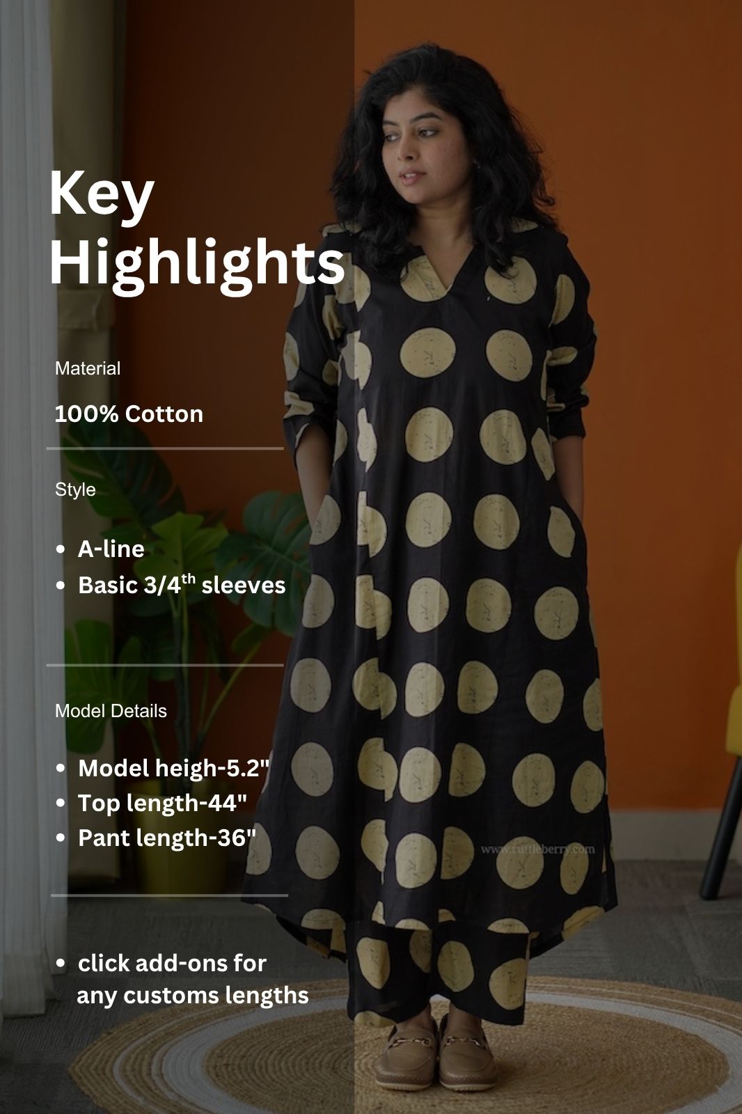 ammayi black polka co-ord set