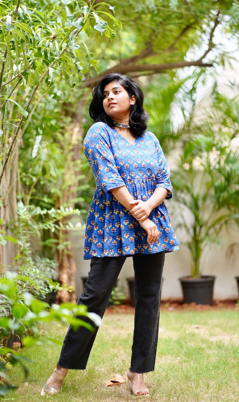 angrakha pleated short kurti