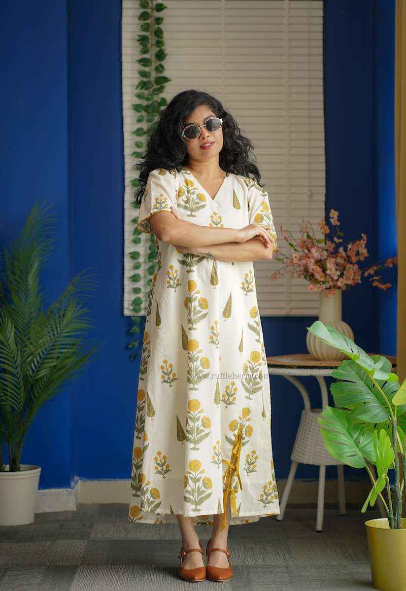 augusta white floral aline cotton dress