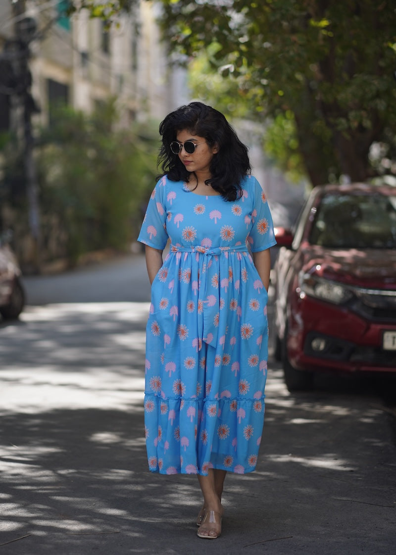 Classic Blue Georgette Dress