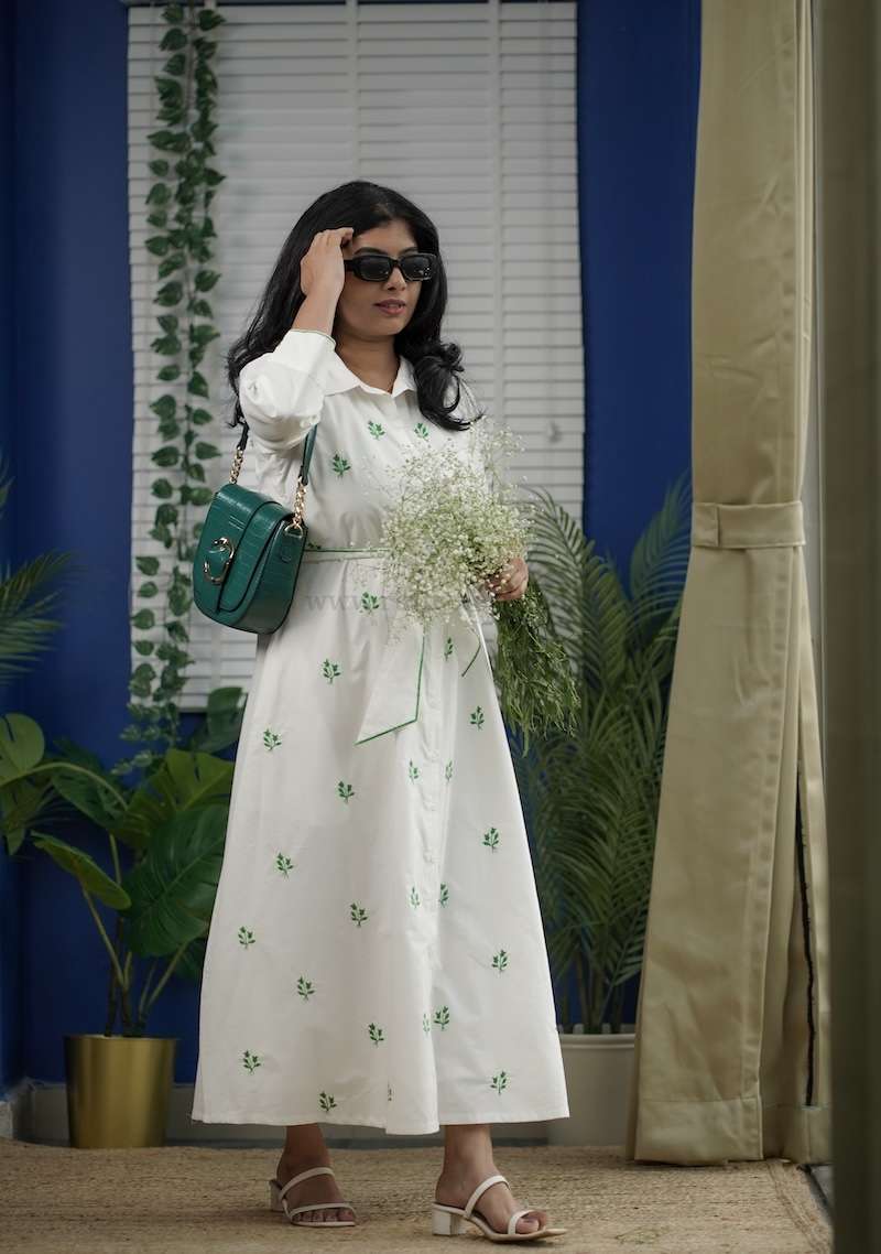 eden embroidered cotton shirt dress