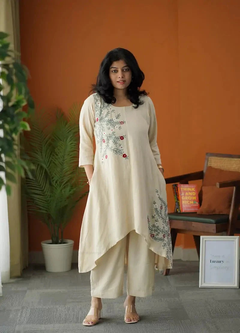 dua embroidered cotton co-ord set