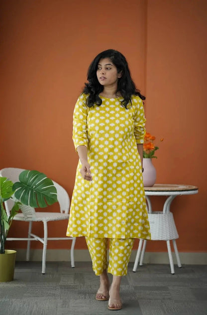 Niva Yellow Cotton Co-ord Set