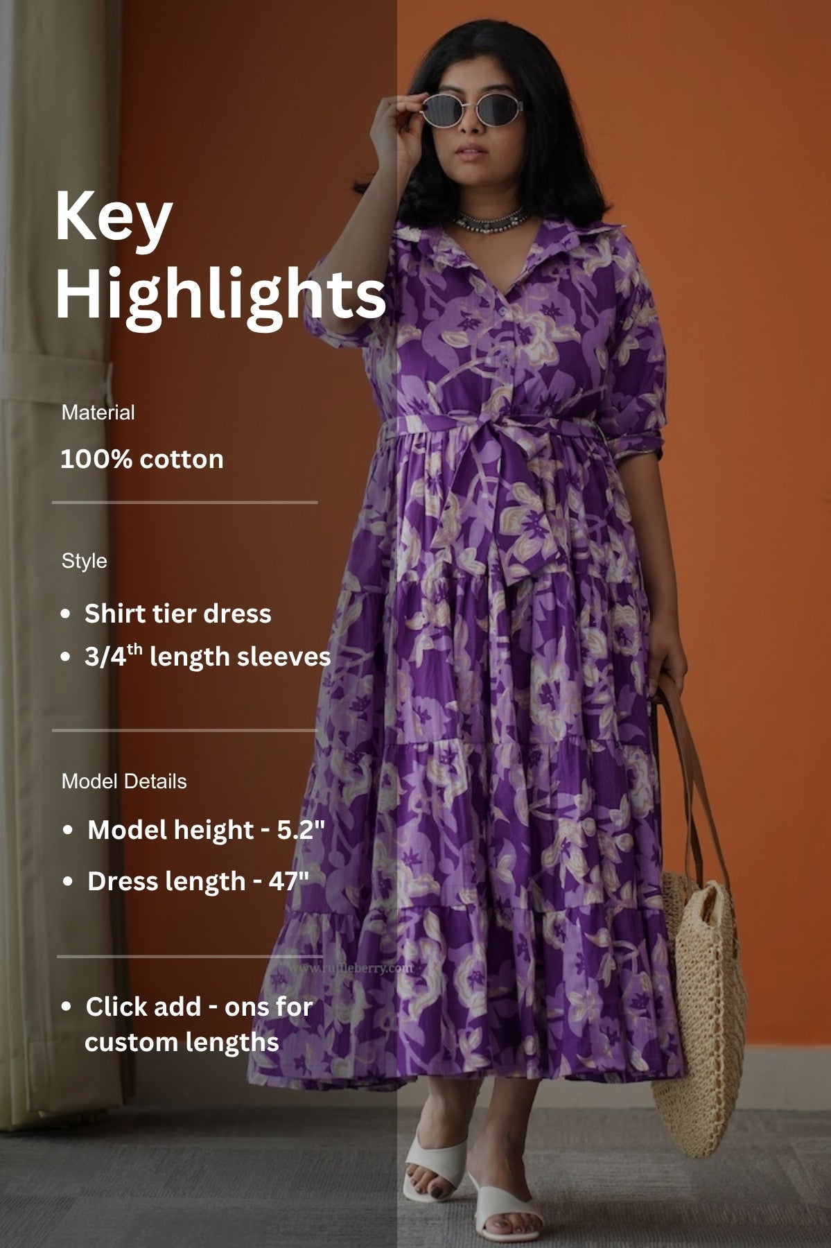 Hazelshine Violet Cotton Shirt Tier Dress Ruffleberry Hazelshine Violet Cotton Shirt Tier Dress Ruffleberry