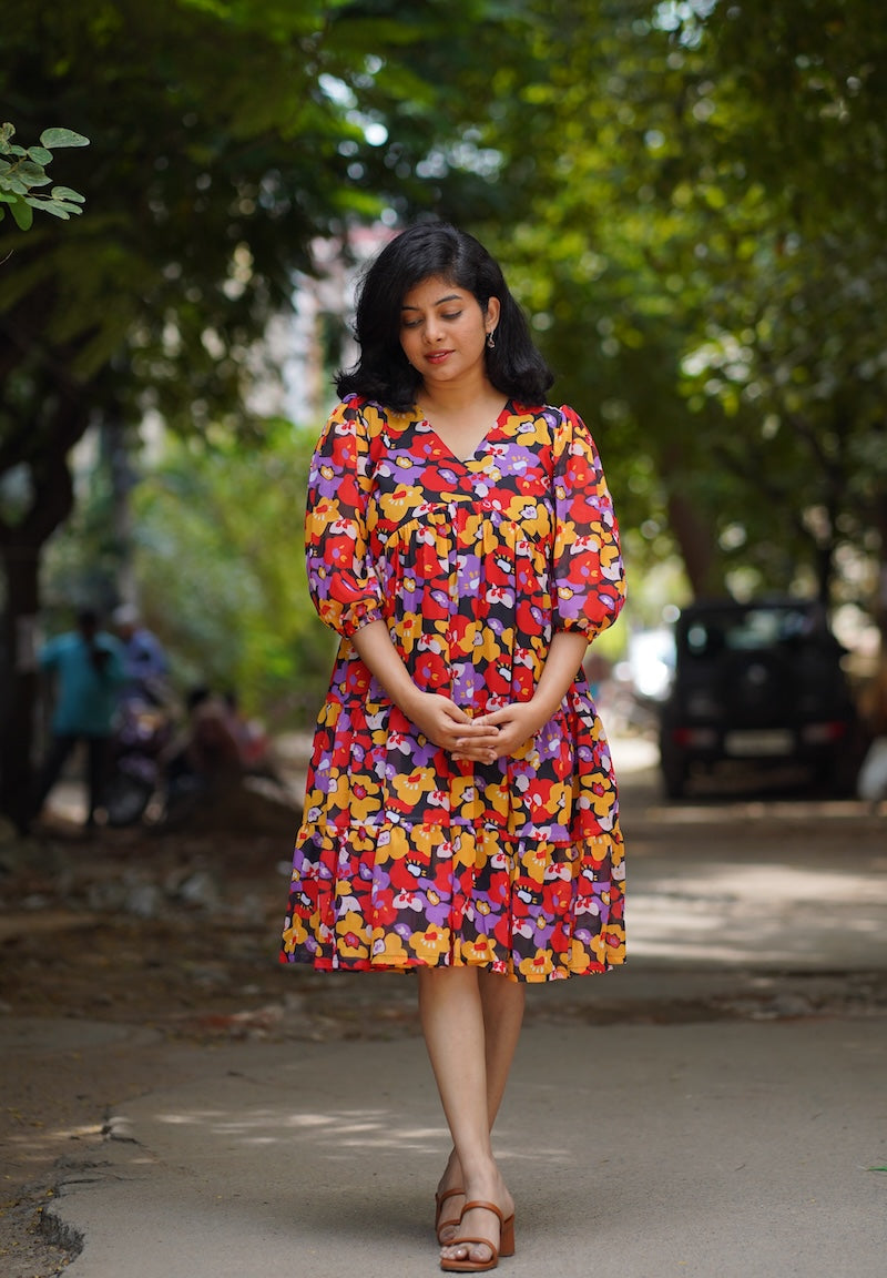 Maple Floral Georgette Dress