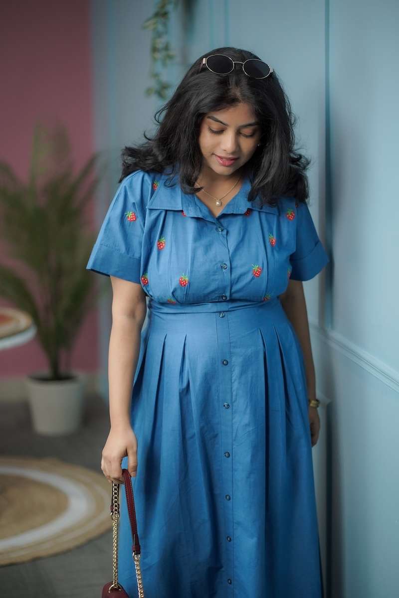 risa embroidered cotton shirt dress