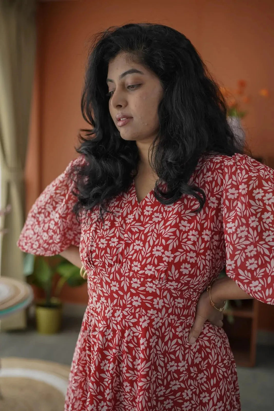 niva scarlet red georgette dress