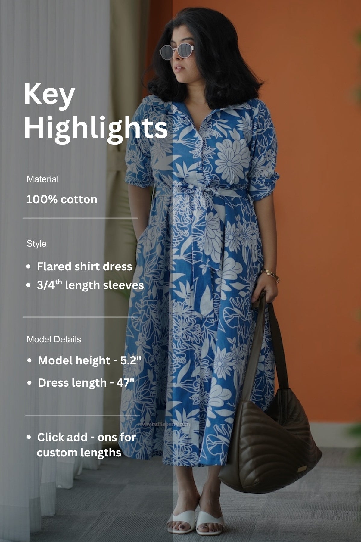 Hazelshine Blue Cotton Flared Shirt Dress Ruffleberry Hazelshine Blue Cotton Flared Shirt Dress Ruffleberry