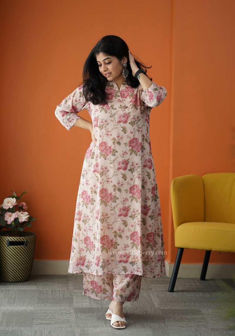 varang beige georgette co-ord set