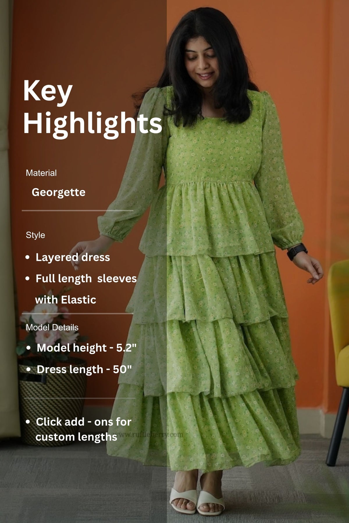 forget me not lime georgette dress