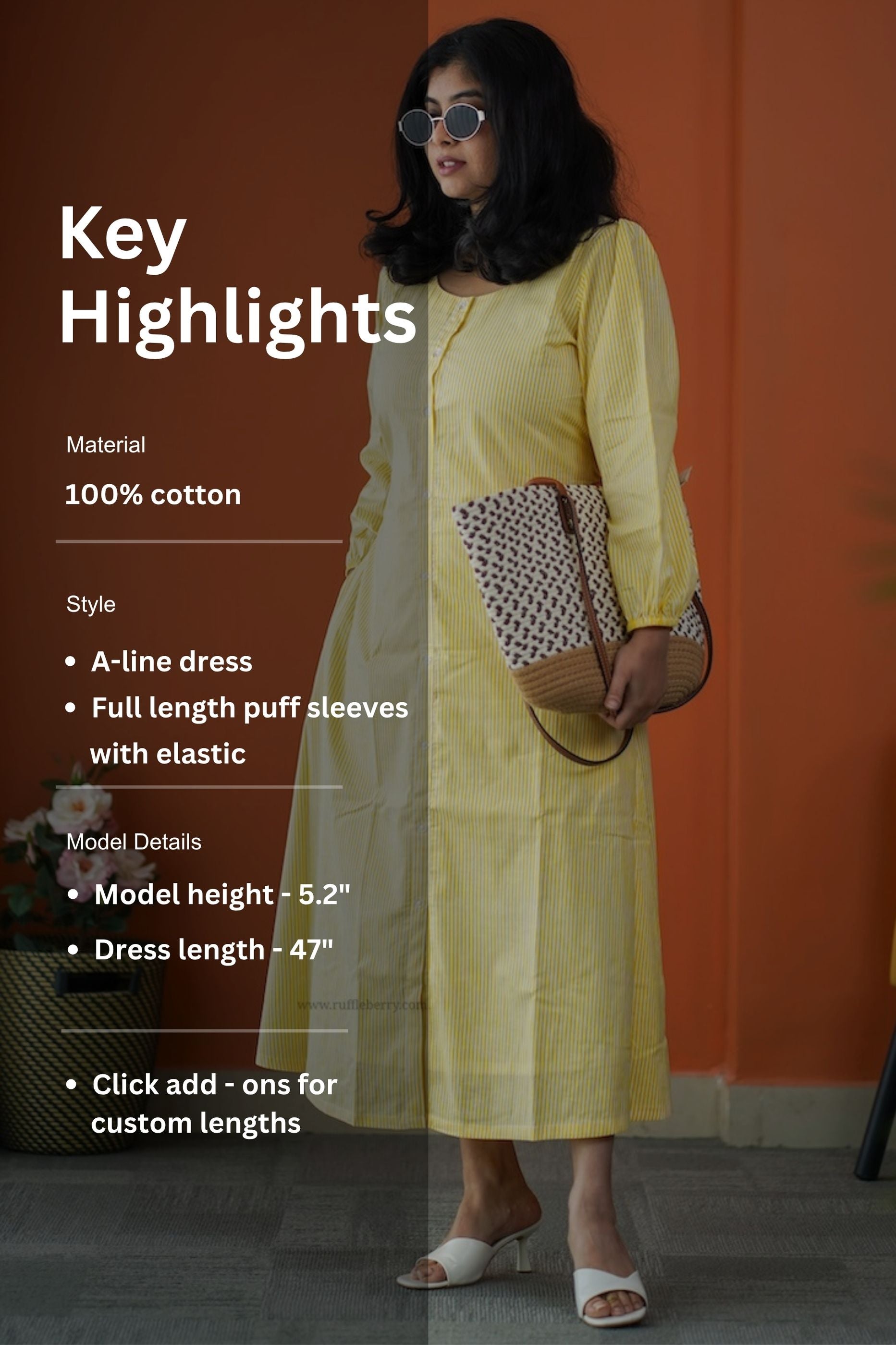 Saavan Yellow Cotton Aline Dress – Ruffleberry
