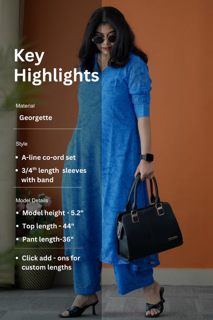 Taara Royal Blue Georgette Co-ord Set