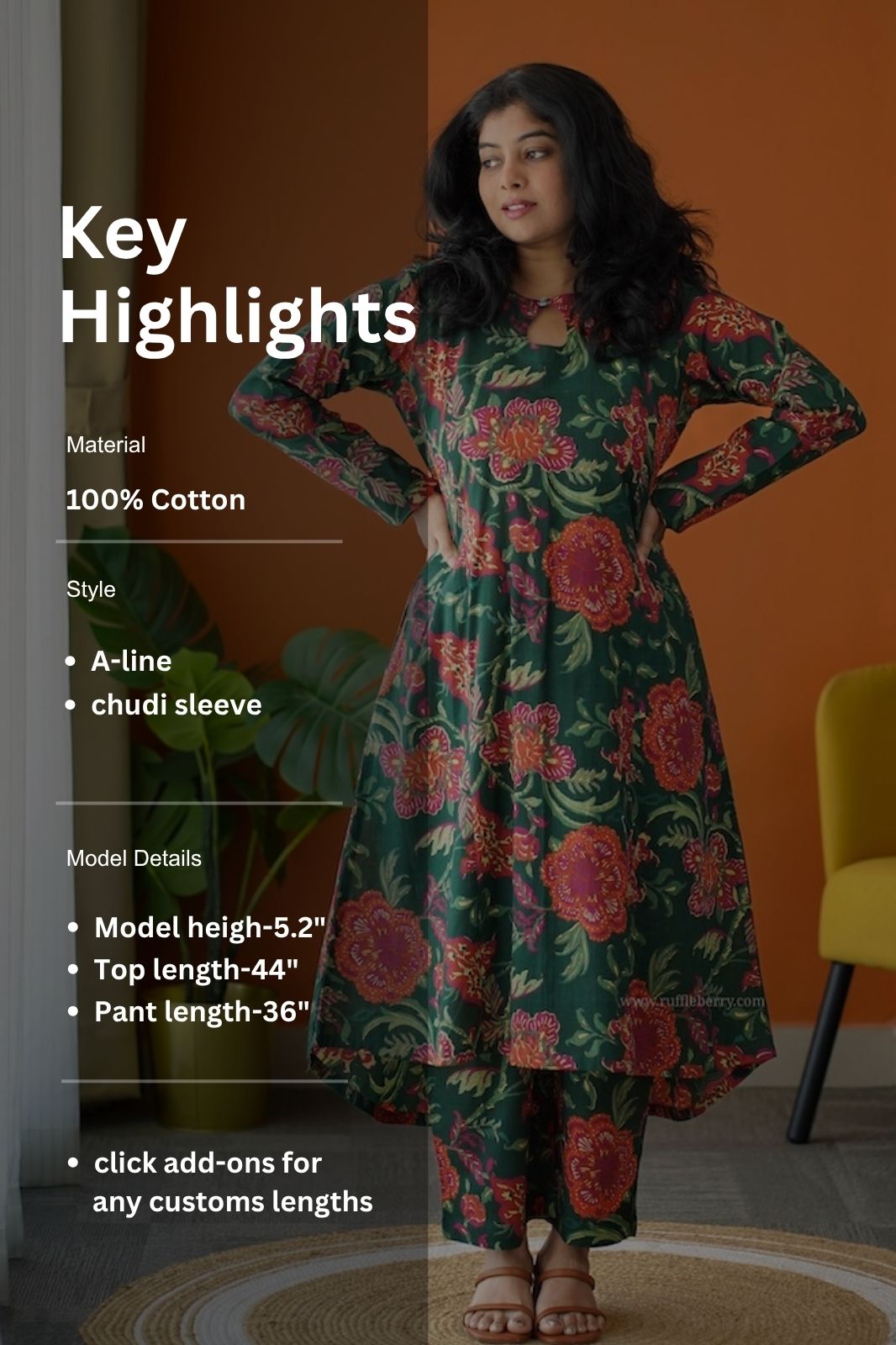 ammayi green floral co-ord set