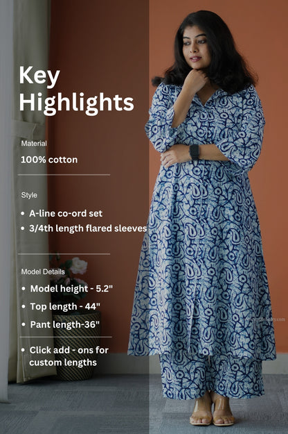 Julie Blue Cotton Co-ord Set