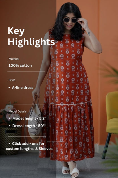 Dahlia Rust Cotton Aline dress