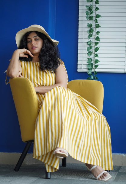 Maroba HoneyYellow Striped Cotton Dress