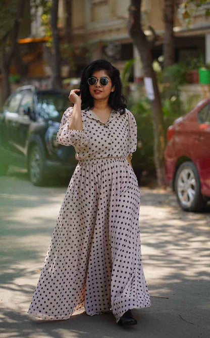 Cream Georgette Skirt Dress