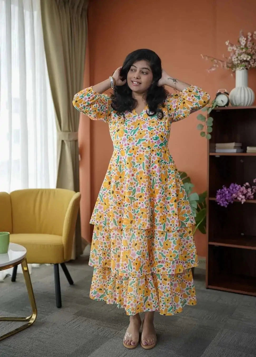 niva white floral georgette dress