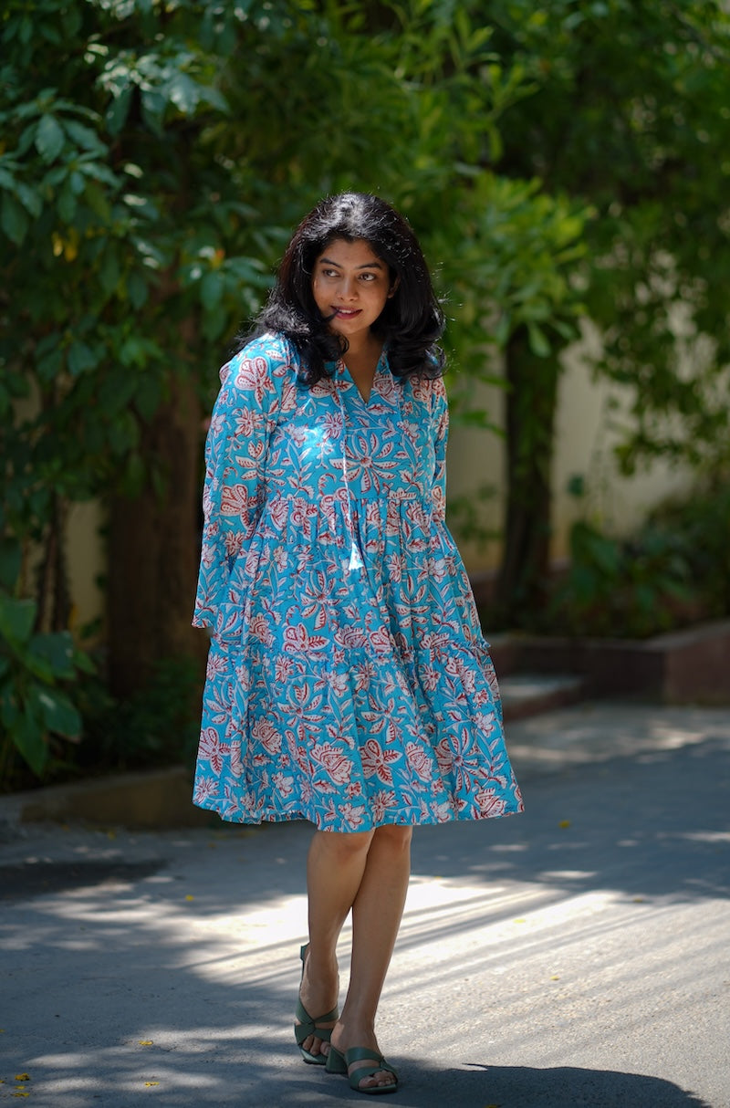 Emily Turquoise Cotton Dress