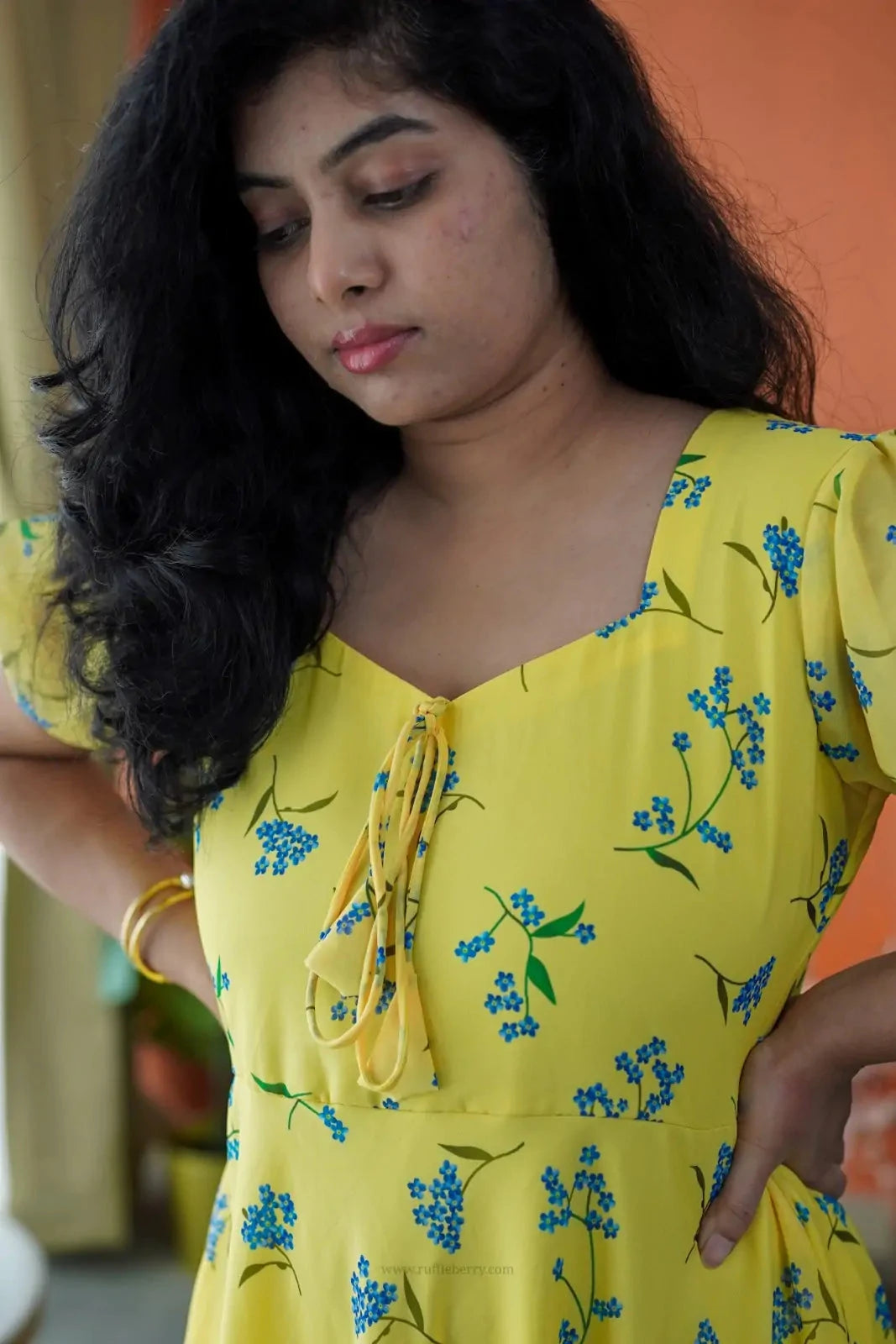 niva butteryellow georgette dress