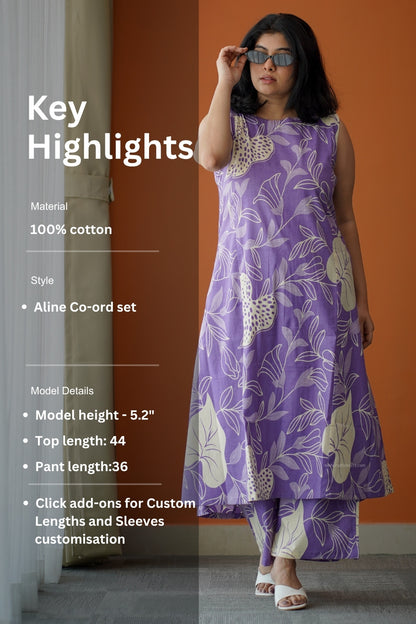 Bloom Lilac Abstract Cotton Co-Ord Set