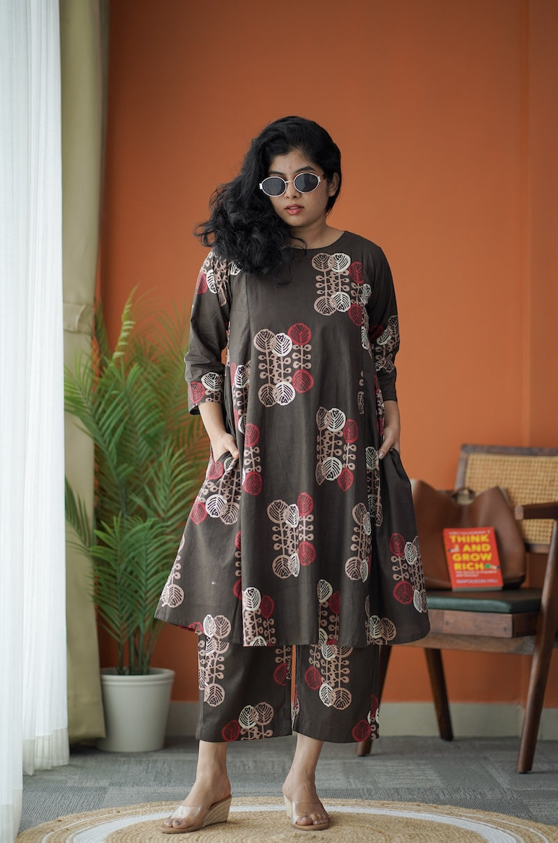 Jaan DarkBrown Aline Cotton Co-ord Set