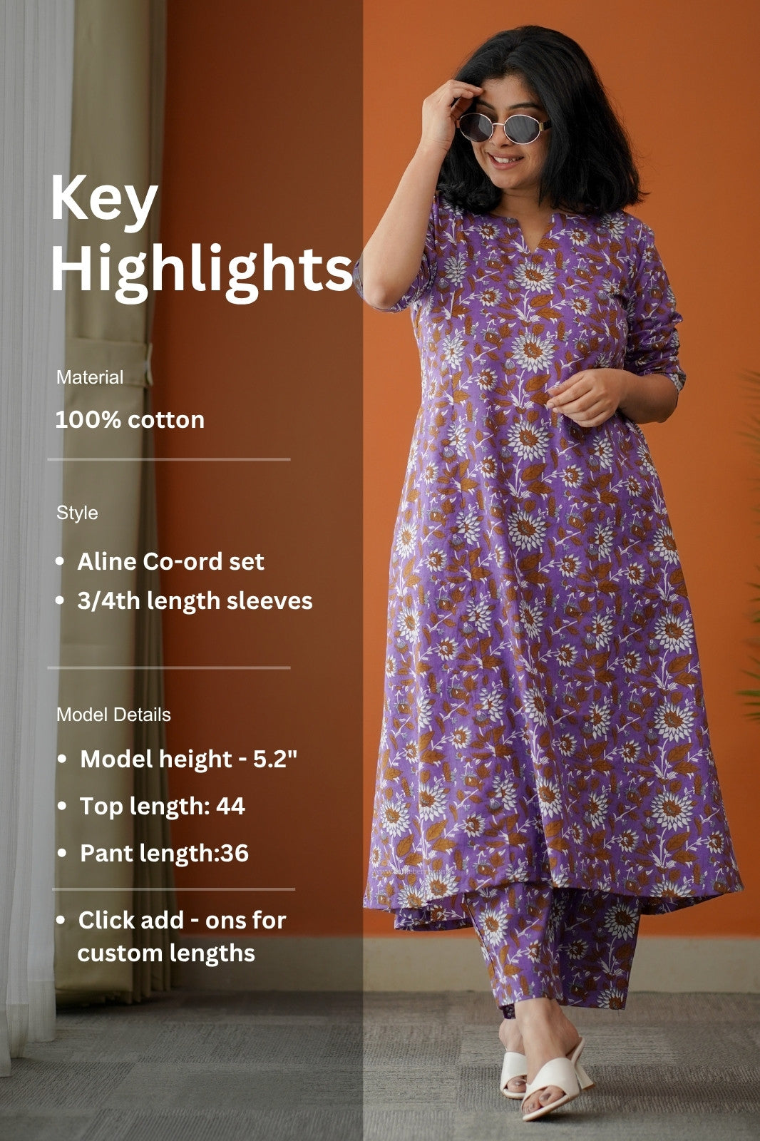 bloom violet cotton co-ord set