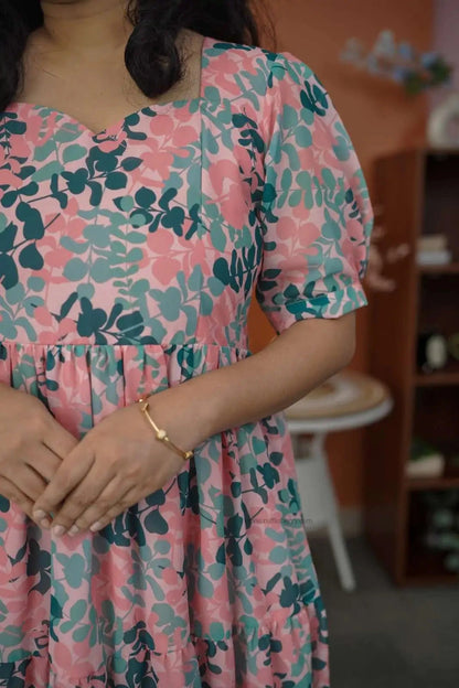 Niva Coral Peach Georgette Dress