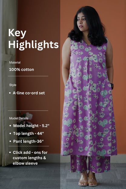 Julie Lavender Cotton Co-ord Set