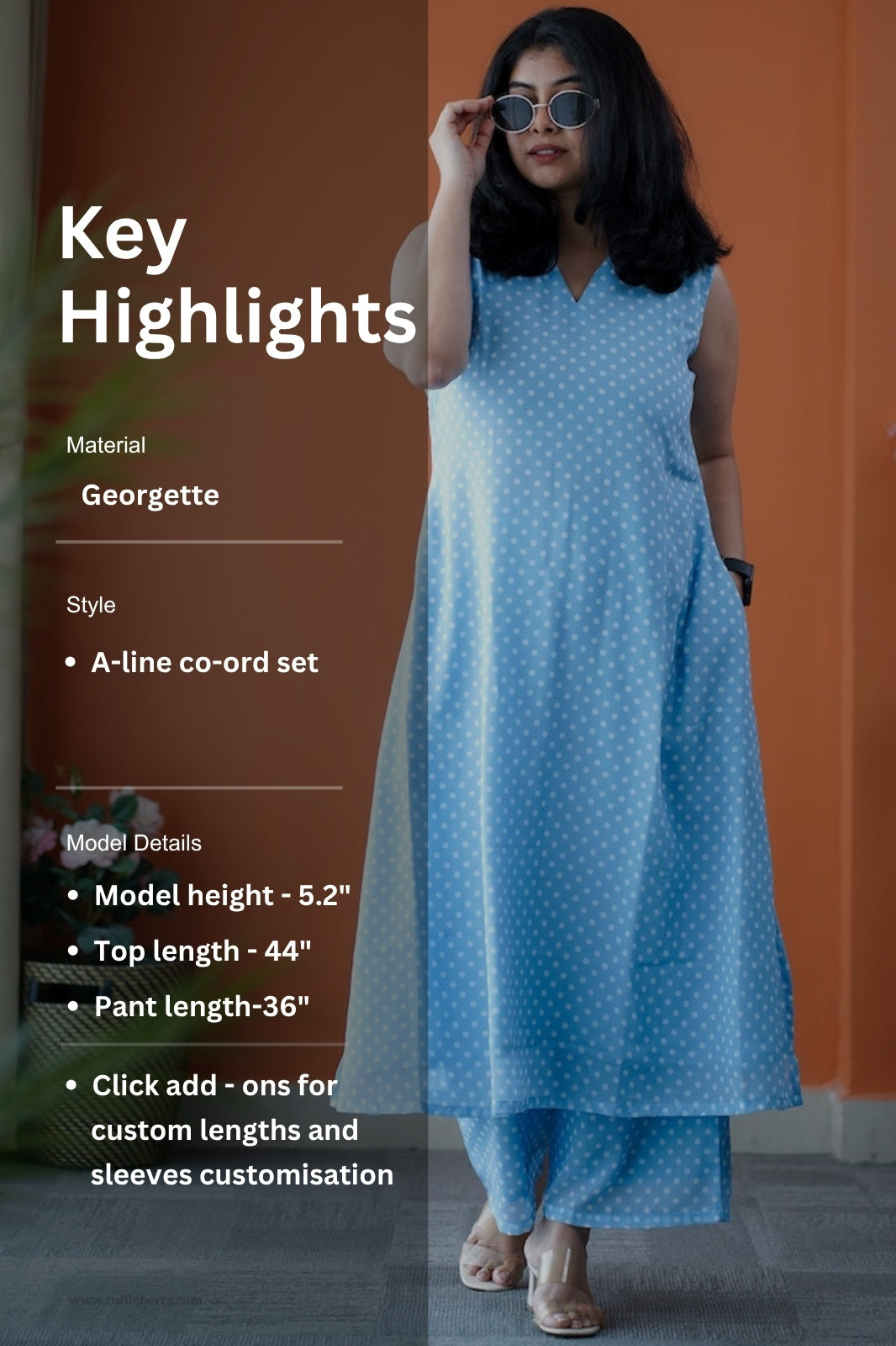 taara ice blue georgette co-ord set