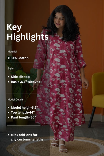 Ammayi Pink floral co-ord set