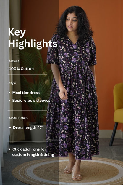 Lela Black Purple Tier Dress