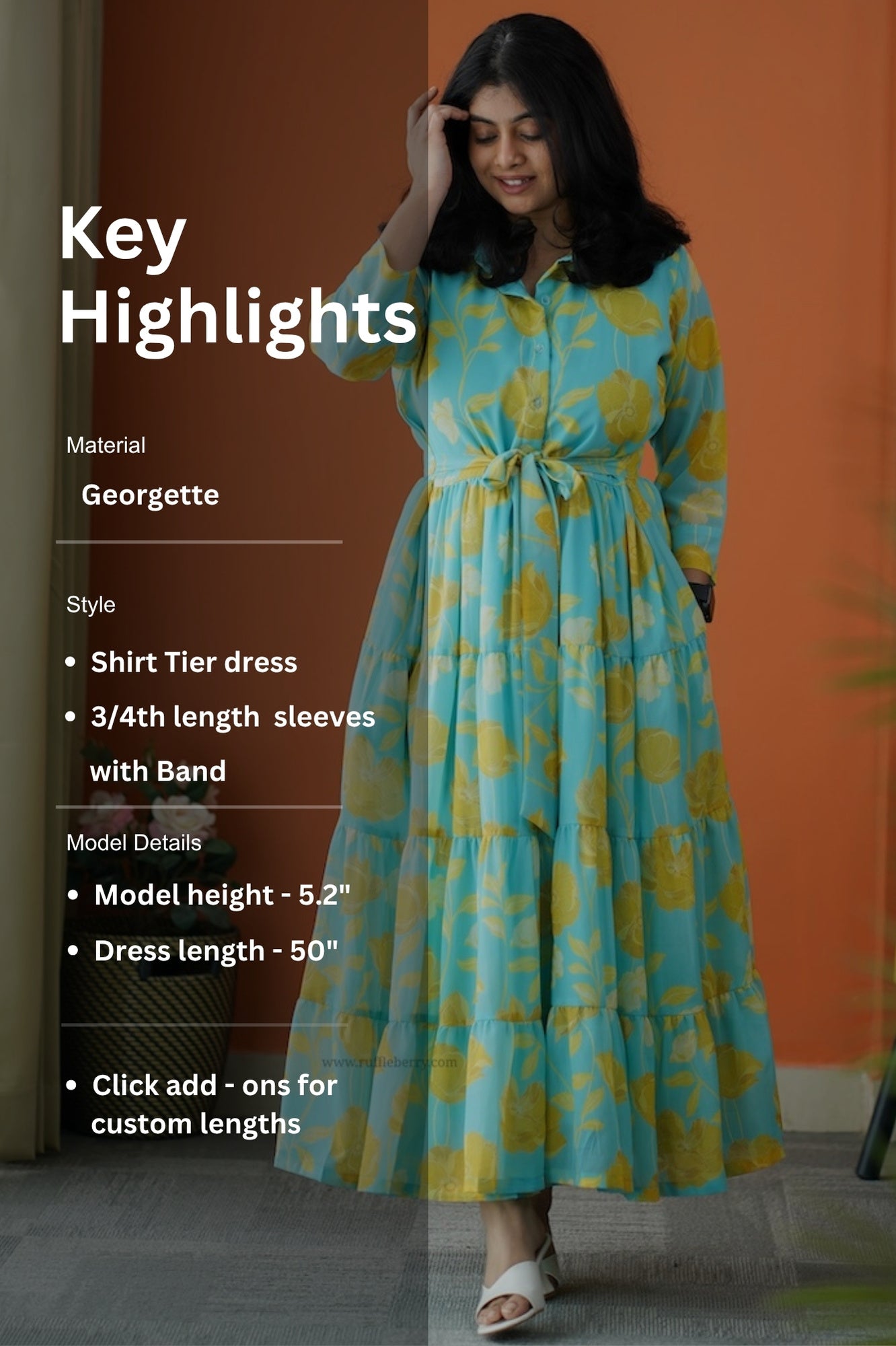 rimjim turquoise georgette shirt tier dress