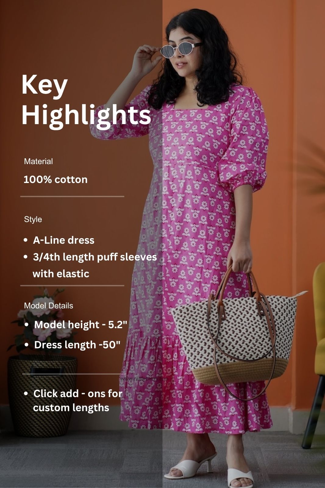dahlia pink daisy cotton aline dress