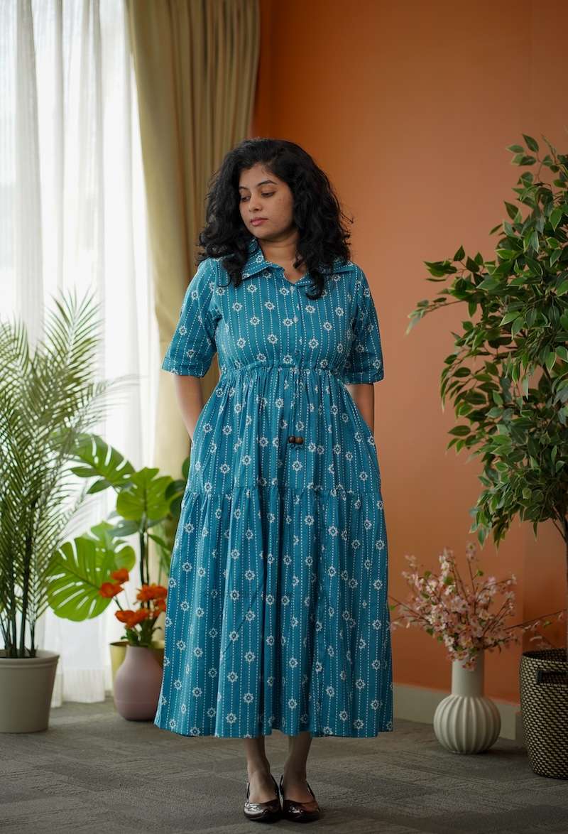 augusta blue cotton shirt dress