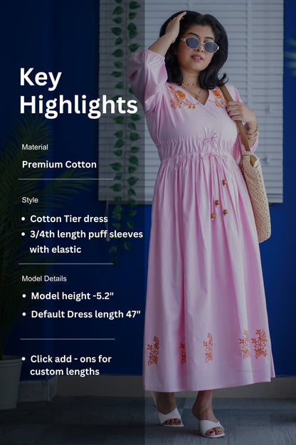 Betty Embroidered Cotton A-line Dress