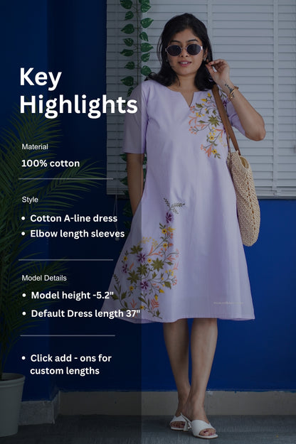 Ruth Embroidered Cotton A-line Dress