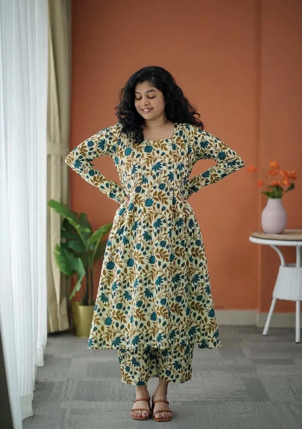 niva cream cotton co-ord set